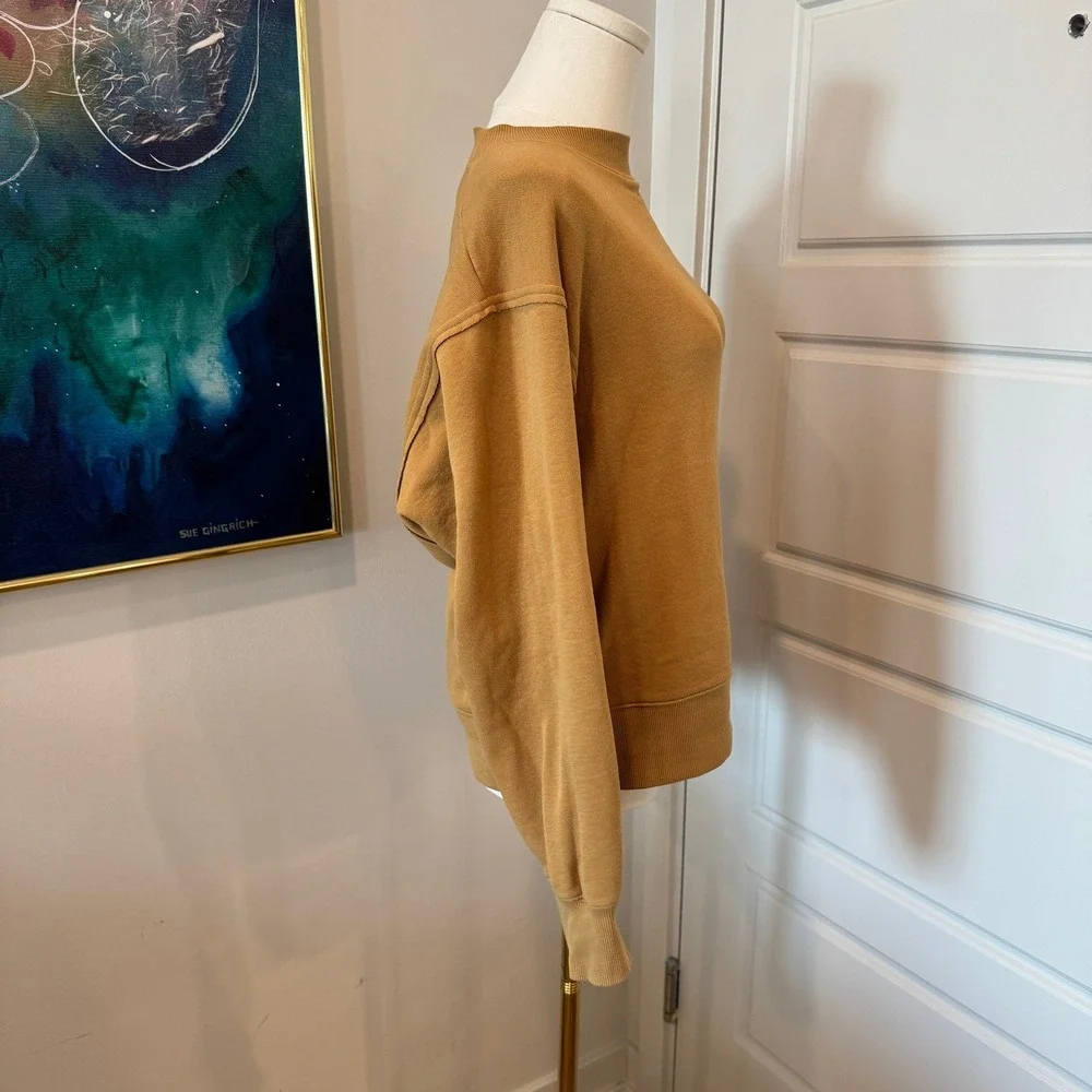 Alo Yoga Womens Sweatshirt Mock Neck Oversized Fleece Honey Mustard Size XS